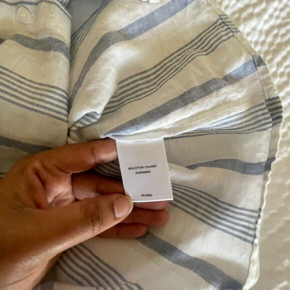 A Loves A Women's Button Down Blouse Striped Top Linen Shirt Size S - Picture 6 of 10